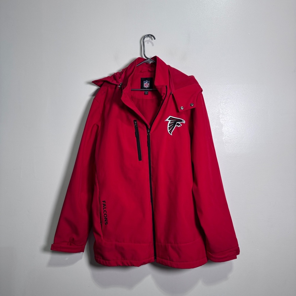 NFL Atlanta Falcons Softshell Jacket Mens XXL Red Solid Full Zip Hooded